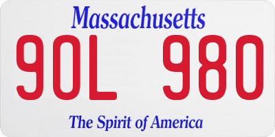 MA license plate 9OL980