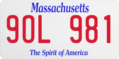 MA license plate 9OL981