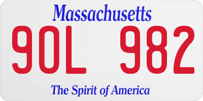 MA license plate 9OL982