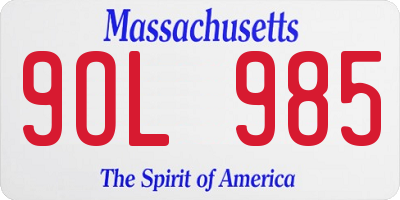 MA license plate 9OL985