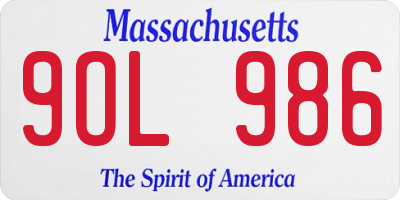 MA license plate 9OL986