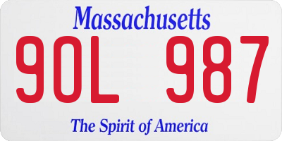 MA license plate 9OL987