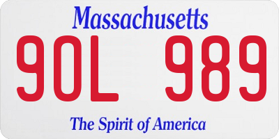MA license plate 9OL989