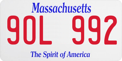 MA license plate 9OL992