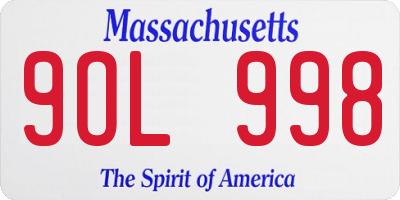 MA license plate 9OL998