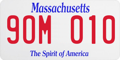MA license plate 9OM010