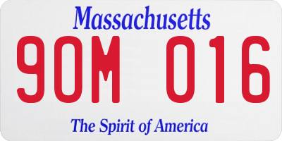 MA license plate 9OM016