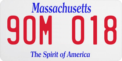 MA license plate 9OM018
