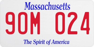 MA license plate 9OM024