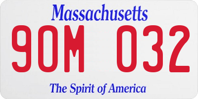 MA license plate 9OM032