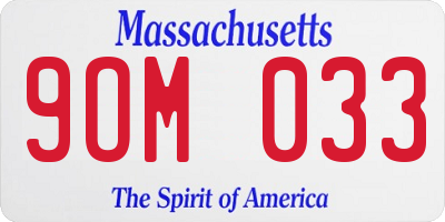 MA license plate 9OM033