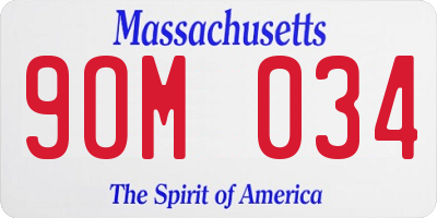 MA license plate 9OM034
