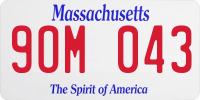 MA license plate 9OM043