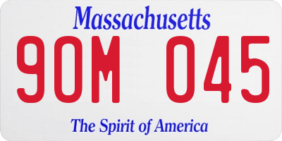 MA license plate 9OM045