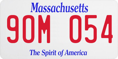 MA license plate 9OM054