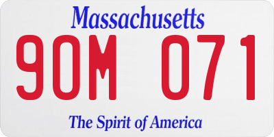 MA license plate 9OM071