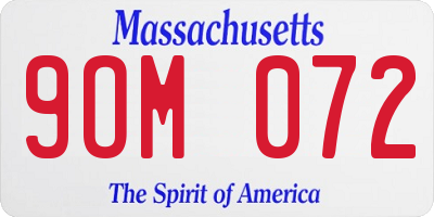 MA license plate 9OM072