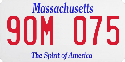 MA license plate 9OM075