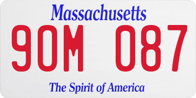 MA license plate 9OM087