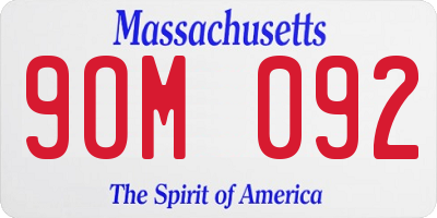 MA license plate 9OM092