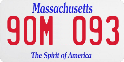 MA license plate 9OM093