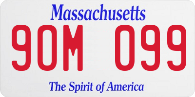 MA license plate 9OM099