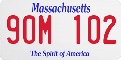 MA license plate 9OM102
