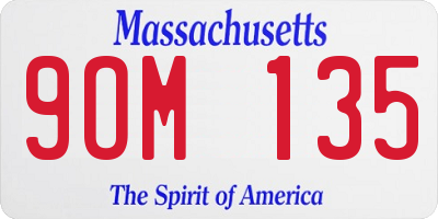 MA license plate 9OM135