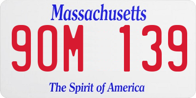 MA license plate 9OM139