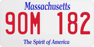 MA license plate 9OM182