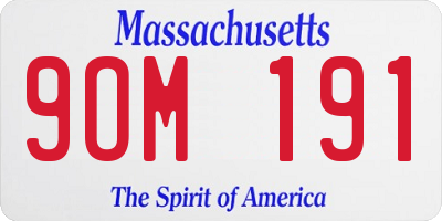 MA license plate 9OM191
