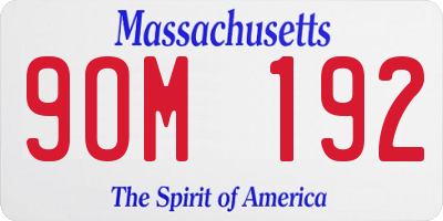 MA license plate 9OM192