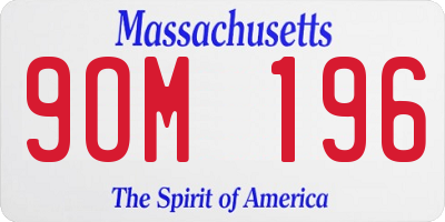 MA license plate 9OM196