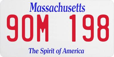 MA license plate 9OM198