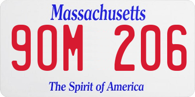 MA license plate 9OM206