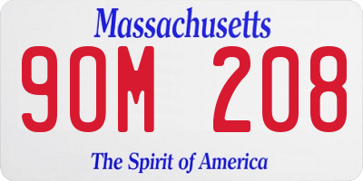 MA license plate 9OM208