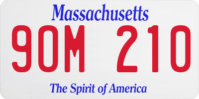 MA license plate 9OM210