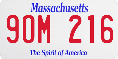 MA license plate 9OM216
