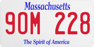 MA license plate 9OM228