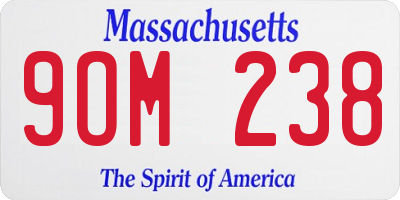 MA license plate 9OM238