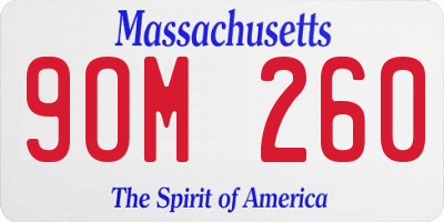 MA license plate 9OM260