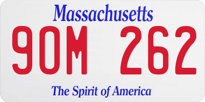 MA license plate 9OM262