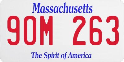 MA license plate 9OM263