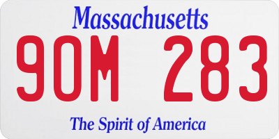 MA license plate 9OM283