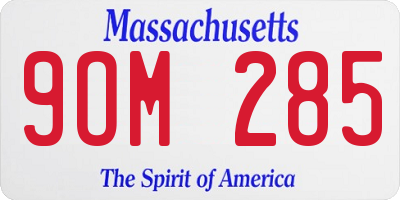MA license plate 9OM285