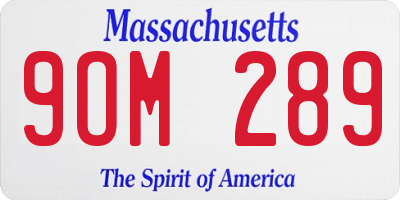 MA license plate 9OM289