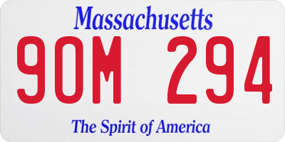 MA license plate 9OM294