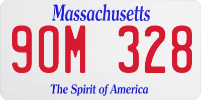 MA license plate 9OM328