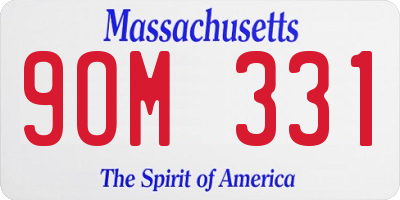 MA license plate 9OM331