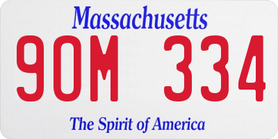 MA license plate 9OM334